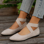 Marsha | Womens Round Toe Elastic Slip On Ballet Flats
