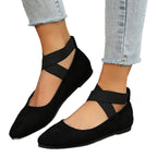 Marsha | Womens Round Toe Elastic Slip On Ballet Flats