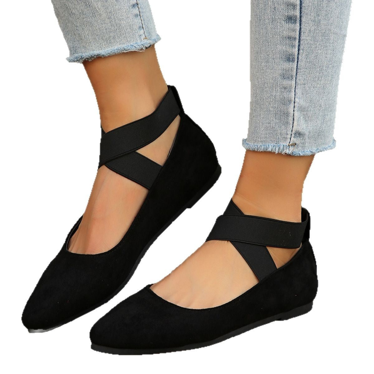 Marsha | Womens Round Toe Elastic Slip On Ballet Flats