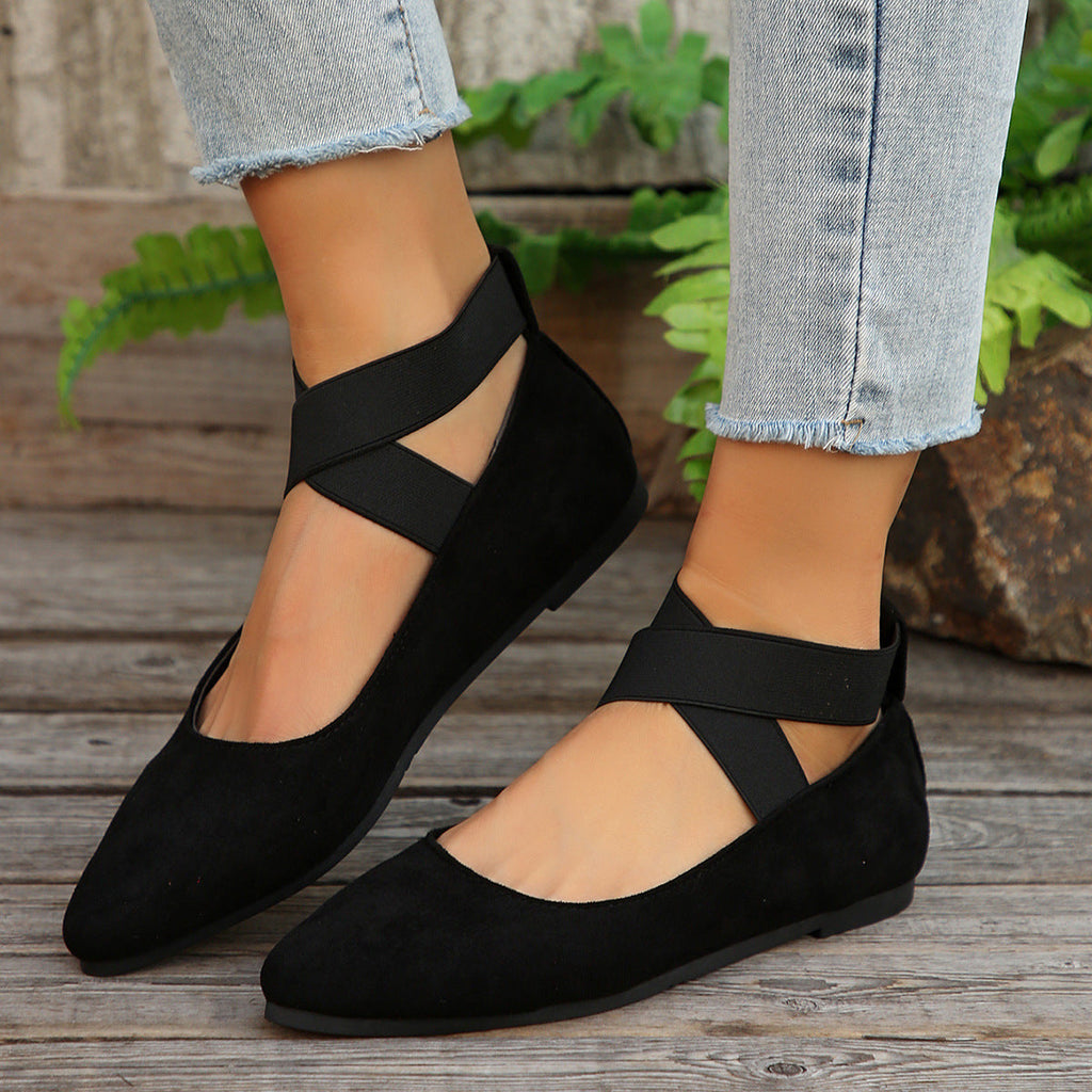 Marsha | Womens Round Toe Elastic Slip On Ballet Flats