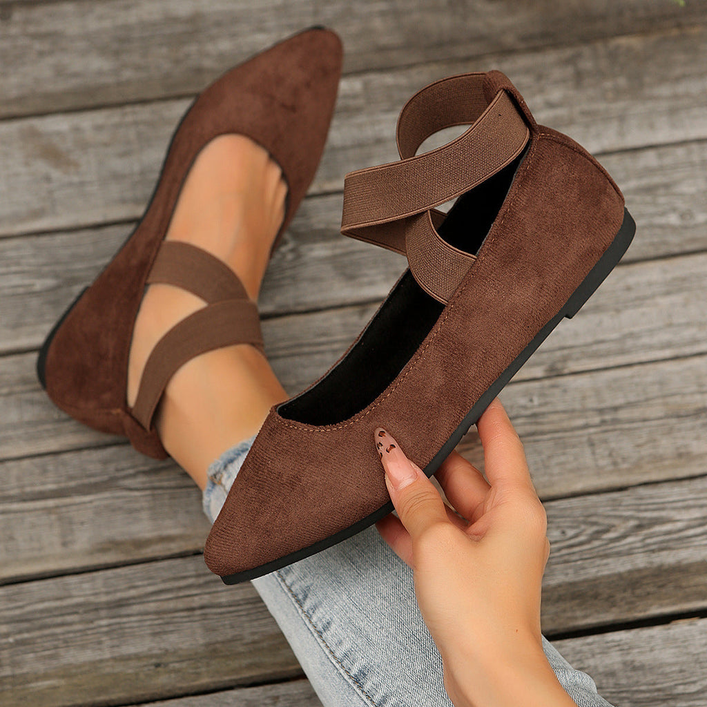 Marsha | Womens Round Toe Elastic Slip On Ballet Flats