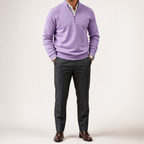 Martin | Mens Knit Sweater Stand Collar Warm Winter Casual Pullover, Purple
