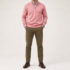 Martin | Mens Knit Sweater Stand Collar Warm Winter Casual Pullover, Pink