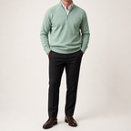 Martin | Mens Knit Sweater Stand Collar Warm Winter Casual Pullover, Green