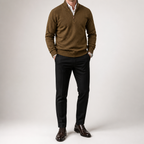 Martin | Mens Knit Sweater Stand Collar Warm Winter Casual Pullover, Coffee
