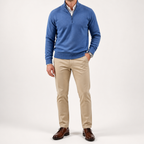 Martin | Mens Knit Sweater Stand Collar Warm Winter Casual Pullover, Blue