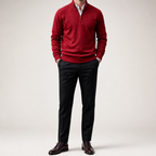 Martin | Mens Knit Sweater Stand Collar Warm Winter Casual Pullover, Red