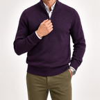 Martin | Mens Knit Sweater Stand Collar Warm Winter Casual Pullover, Dark Purple