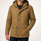 Marvin | Mens Fleece Lined Hooded Winter Workwear Work Jacket, Khaki