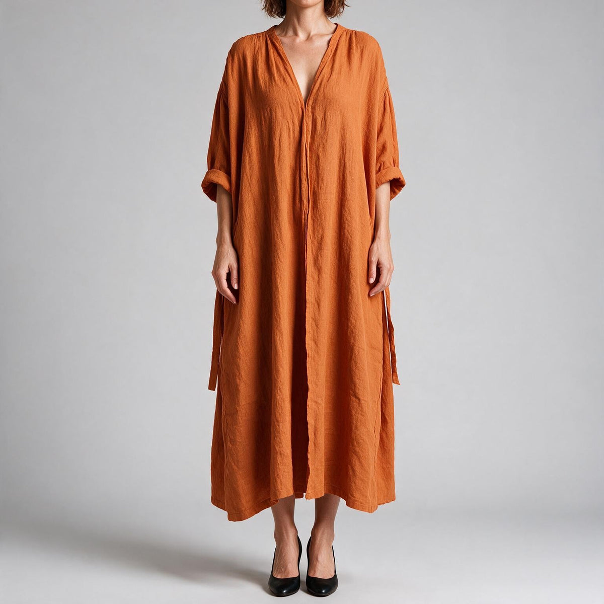 Maryann | Womens Long Sleeve Belted Longline Shirt Midi Dress