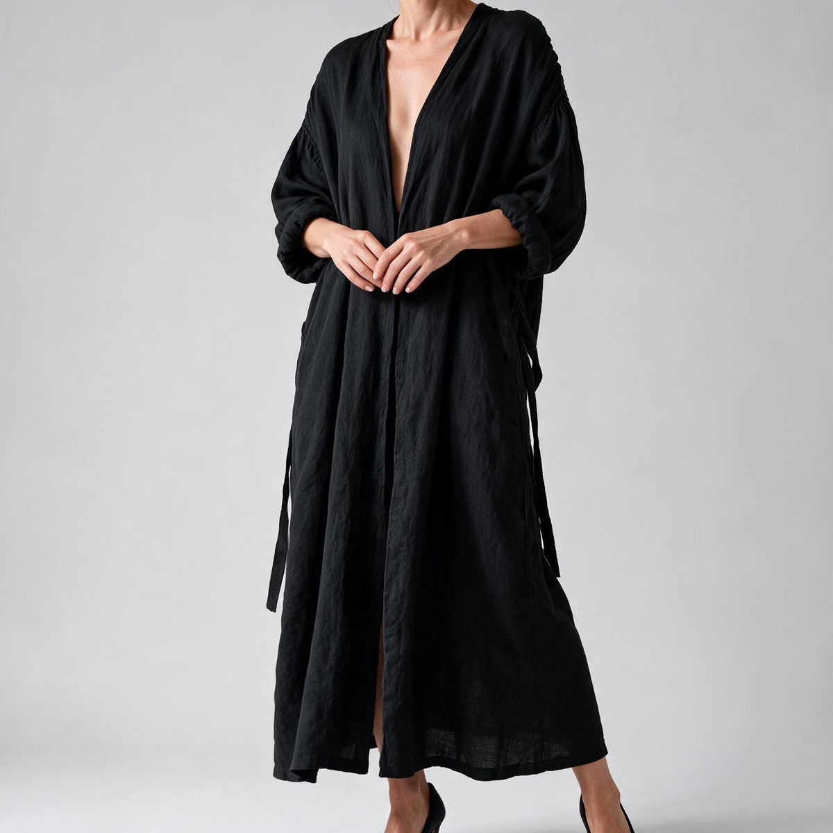 Maryann | Womens Long Sleeve Belted Longline Shirt Midi Dress