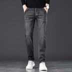 Mason | Mens Straight Loose Stretch Elastic Waist Jeans - Black Grey