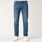 Mason | Mens Jeans Straight Leg Loose Stretch Elastic Waist Jeans, Grey