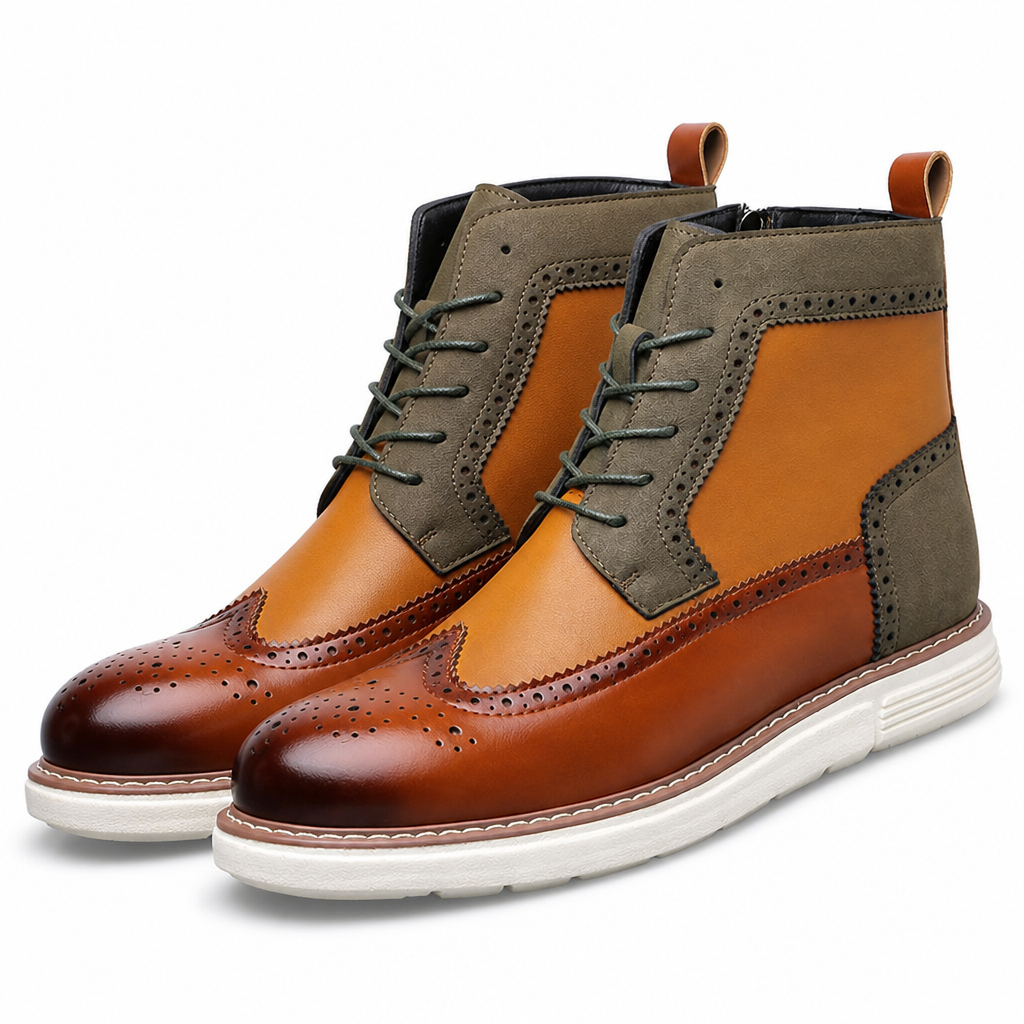 Matthew | Mens Leather Combat Boots Military Lace Up Mid Calf