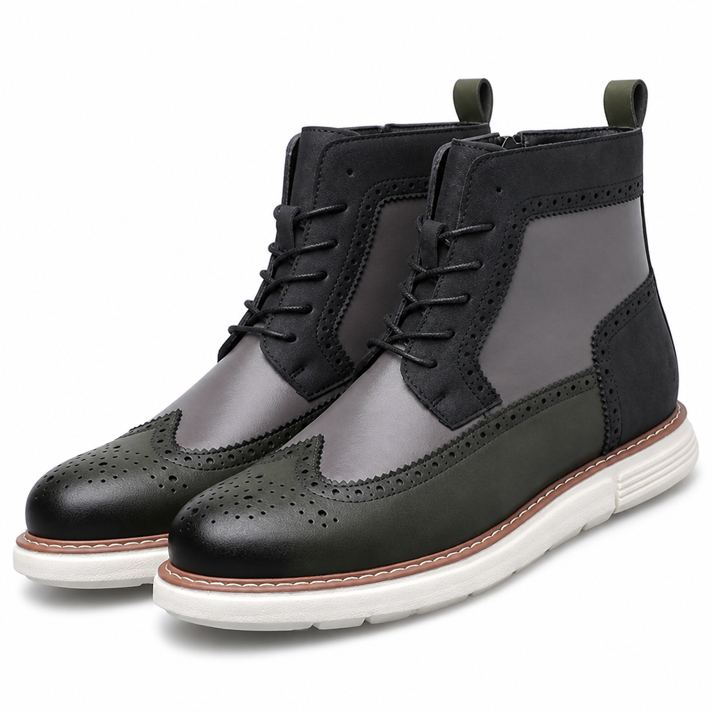 Matthew | Mens Leather Combat Boots Military Lace Up Mid Calf