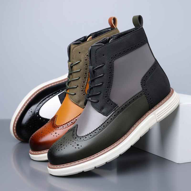 Matthew | Mens Leather Combat Boots Military Lace Up Mid Calf