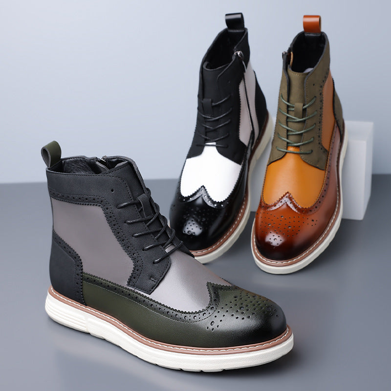 Matthew | Mens Leather Combat Boots Military Lace Up Mid Calf