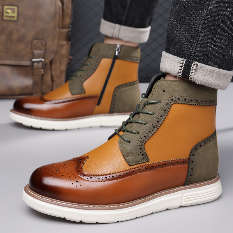 Matthew | Mens Leather Combat Boots Military Lace Up Mid Calf