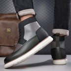 Matthew | Mens Leather Combat Boots Military Lace Up Mid Calf