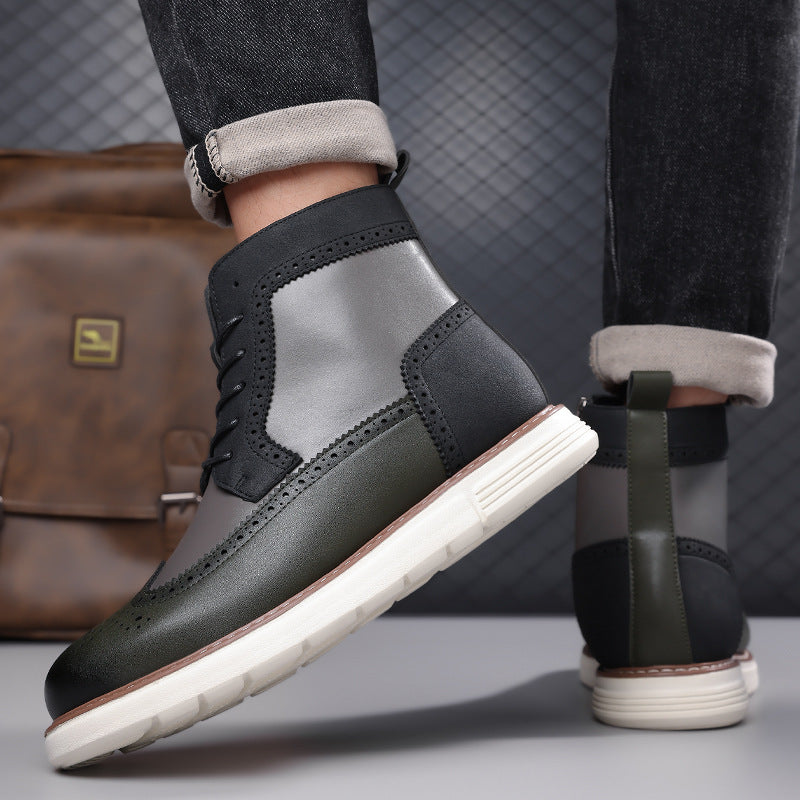 Matthew | Mens Leather Combat Boots Military Lace Up Mid Calf