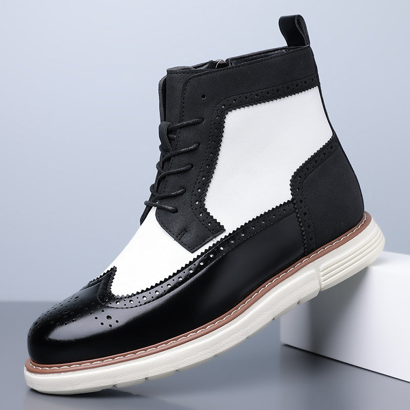 Matthew | Mens Leather Combat Boots Military Lace Up Mid Calf