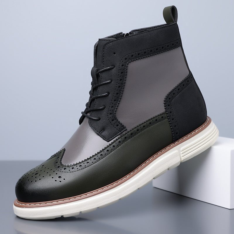 Matthew | Mens Leather Combat Boots Military Lace Up Mid Calf