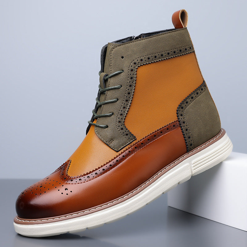 Matthew | Mens Leather Combat Boots Military Lace Up Mid Calf