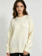 Maura | Womens Loose Round Neck Knit Pullover Sweater