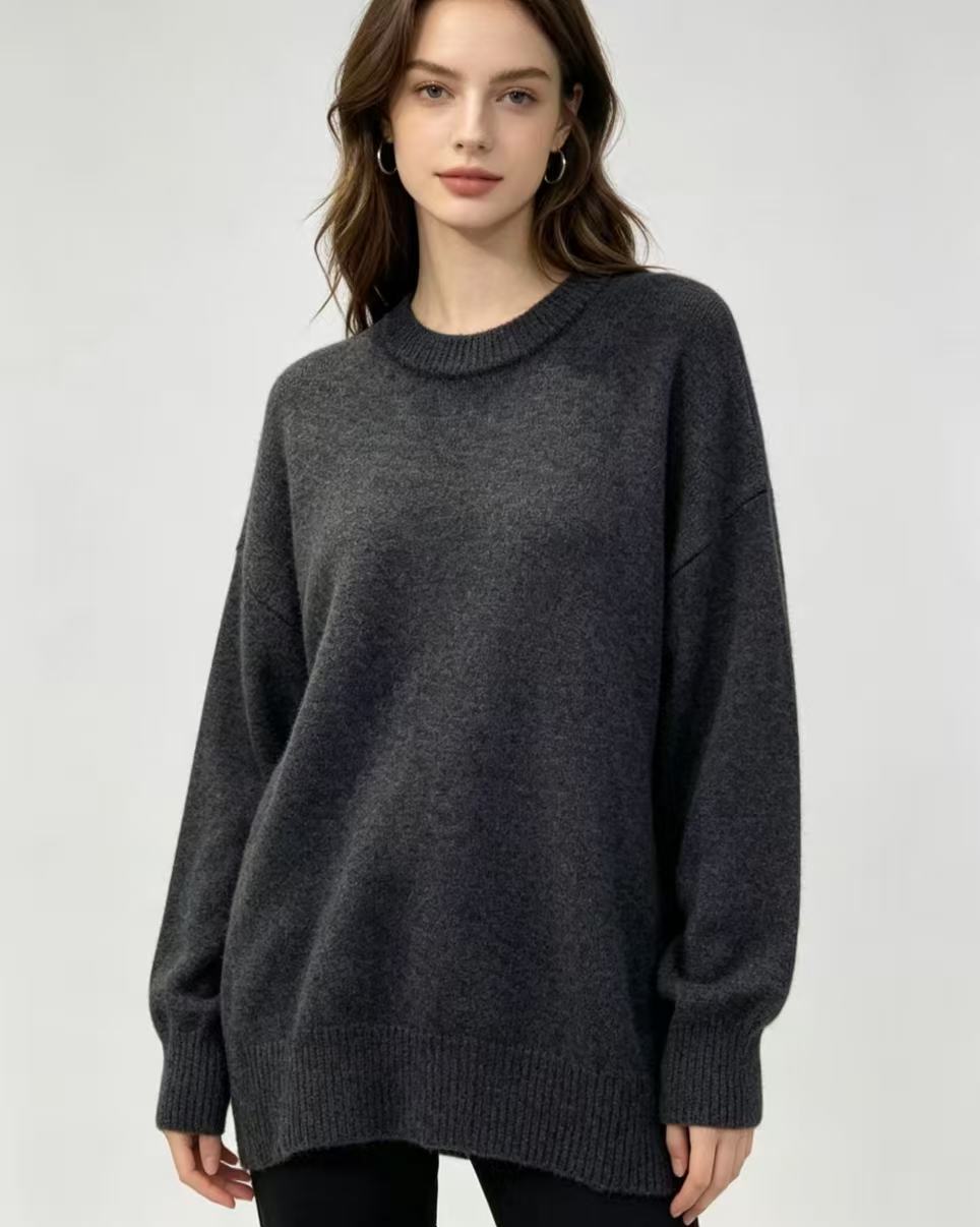 Maura | Womens Loose Round Neck Knit Pullover Sweater