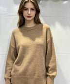 Maura | Womens Loose Round Neck Knit Pullover Sweater