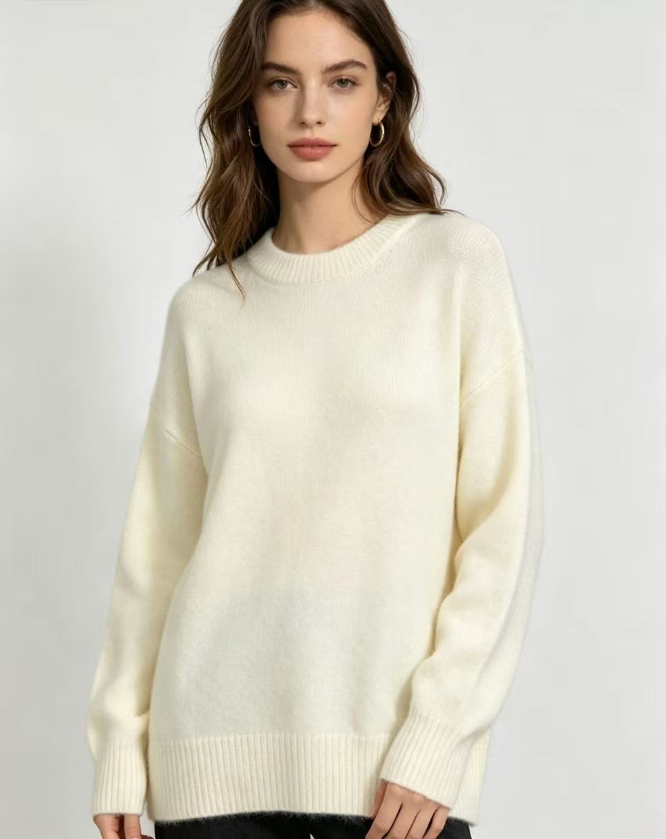 Maura | Womens Loose Round Neck Knit Pullover Sweater