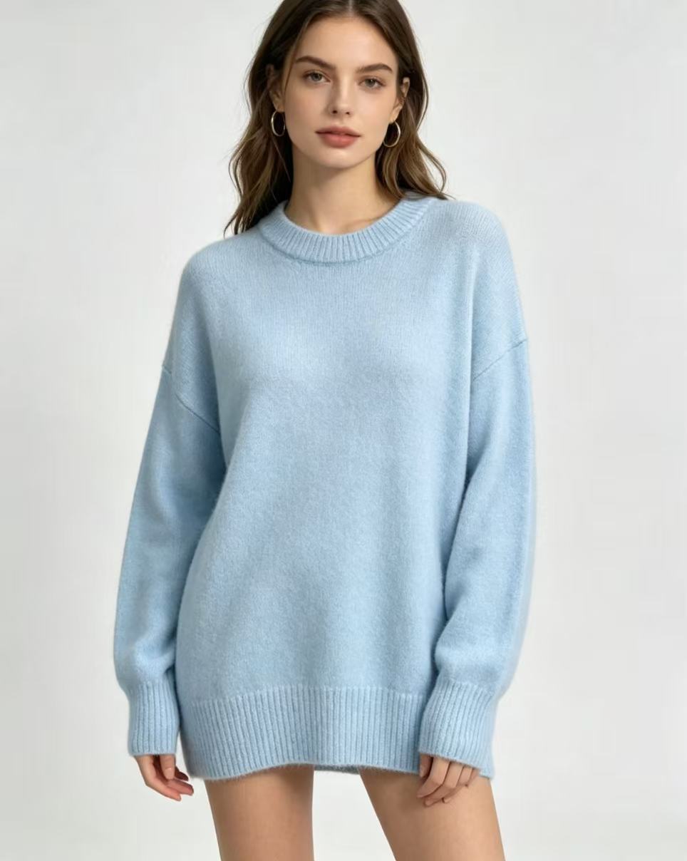 Maura | Womens Loose Round Neck Knit Pullover Sweater