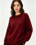 Maura | Womens Loose Round Neck Knit Pullover Sweater