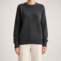 Maura | Womens Loose Round Neck Knit Pullover Sweater, Dark Grey
