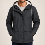Maxwell | Mens Waterproof Fleece Lined Hooded Winter Rain Jacket, Dark Grey