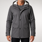 Maxwell | Mens Waterproof Fleece Lined Hooded Winter Rain Jacket, Grey