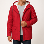 Maxwell | Mens Waterproof Fleece Lined Hooded Winter Rain Jacket, Red