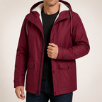 Maxwell | Mens Waterproof Fleece Lined Hooded Winter Rain Jacket, Wine Red