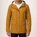Maxwell | Mens Waterproof Fleece Lined Hooded Winter Rain Jacket, Khaki