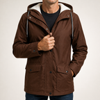 Maxwell | Mens Waterproof Fleece Lined Hooded Winter Rain Jacket, Brown