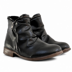 Mckenzie | Womens Combat Boots Block Heel Platform Side Zip Ankle Booties