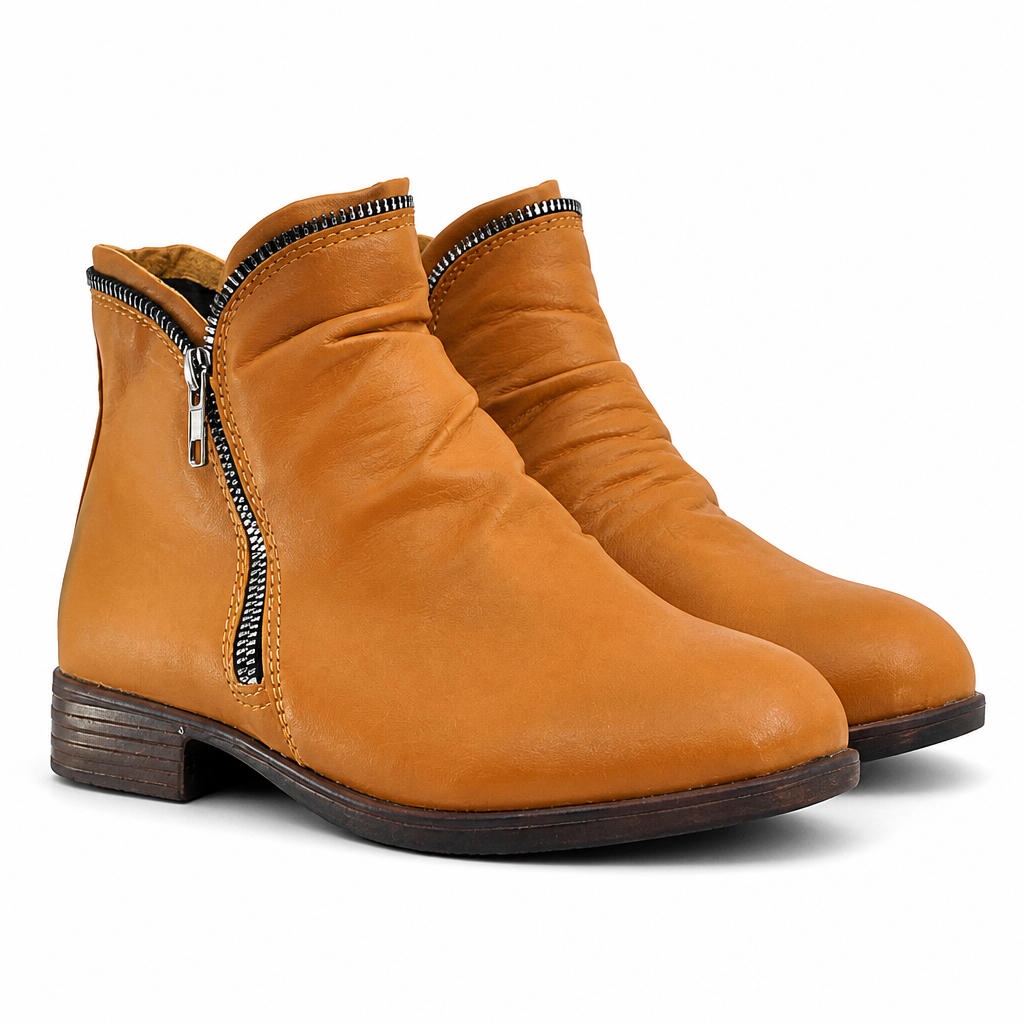 Mckenzie | Womens Combat Boots Block Heel Platform Side Zip Ankle Booties