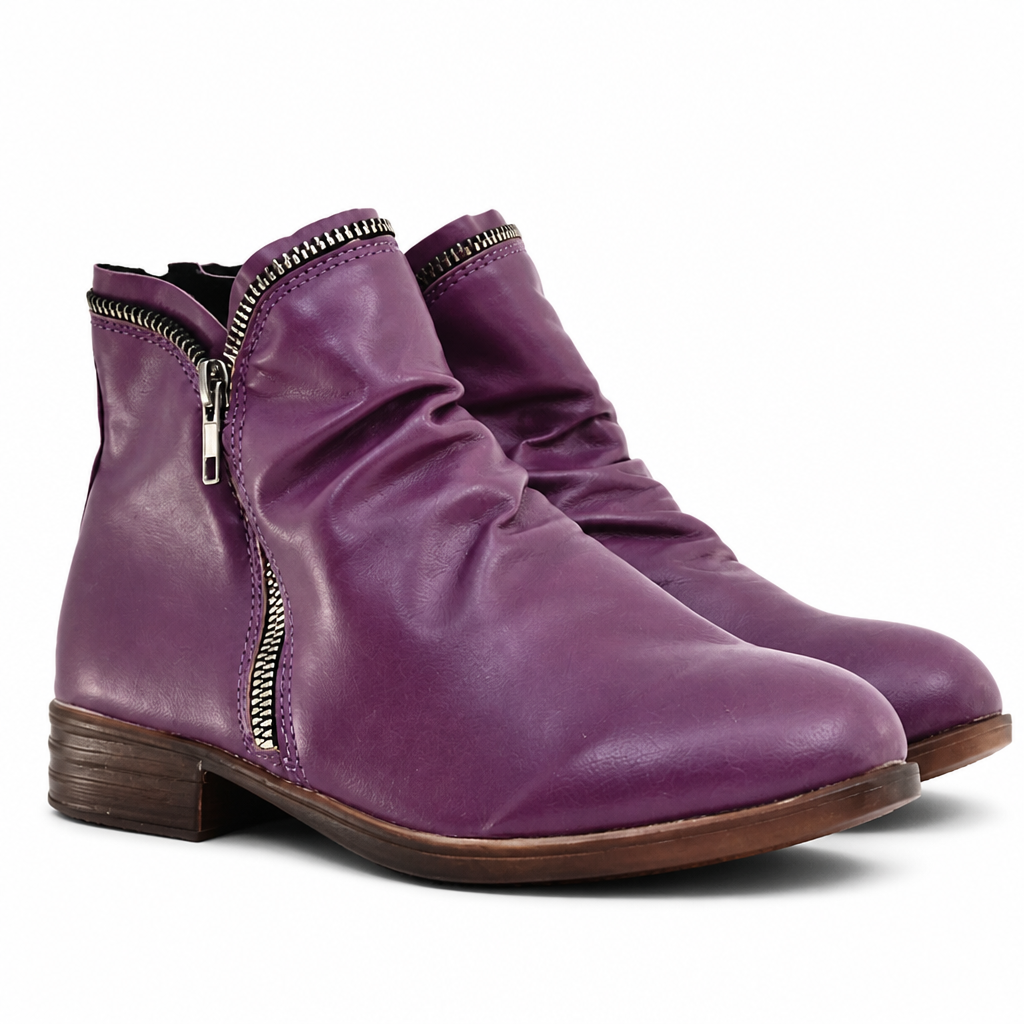 Mckenzie | Womens Combat Boots Block Heel Platform Side Zip Ankle Booties