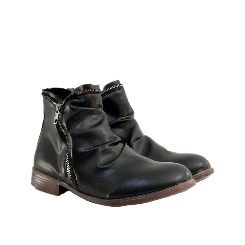 Mckenzie | Womens Combat Boots Block Heel Platform Side Zip Ankle Booties