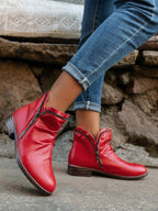Mckenzie | Womens Combat Boots Block Heel Platform Side Zip Ankle Booties