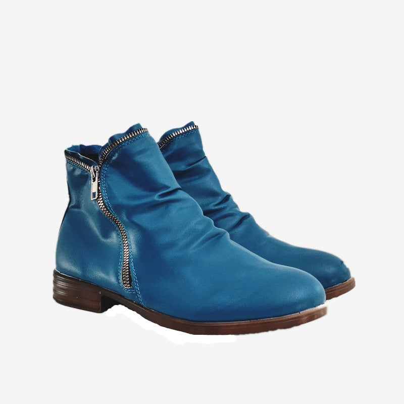 Mckenzie | Womens Combat Boots Block Heel Platform Side Zip Ankle Booties