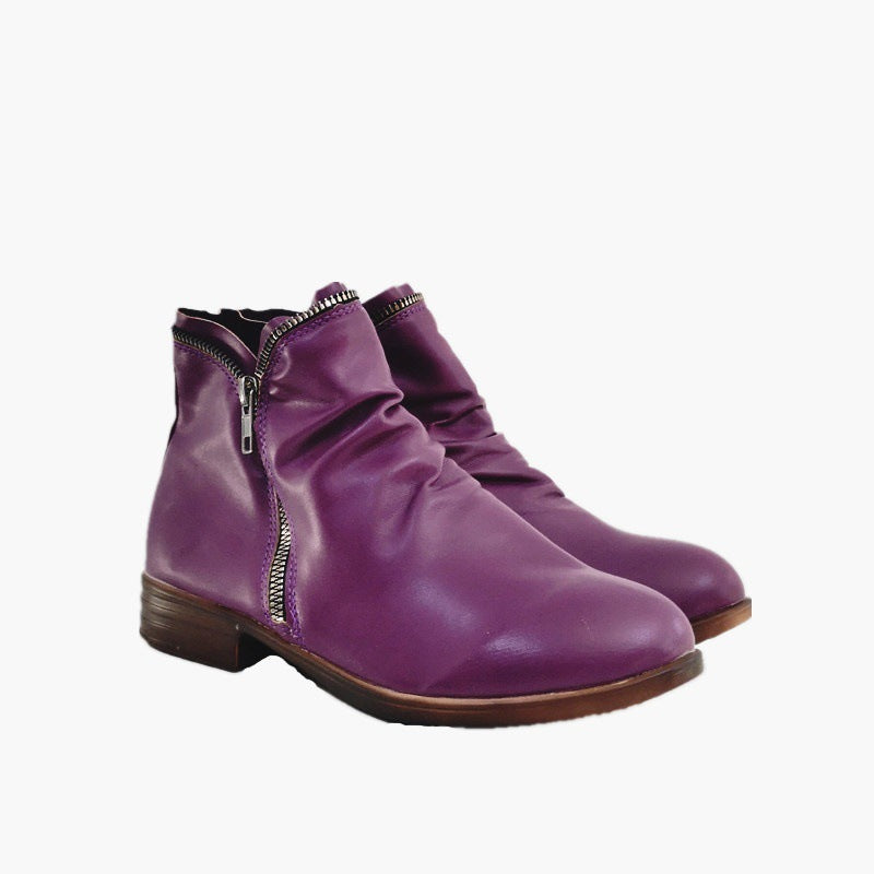 Mckenzie | Womens Combat Boots Block Heel Platform Side Zip Ankle Booties