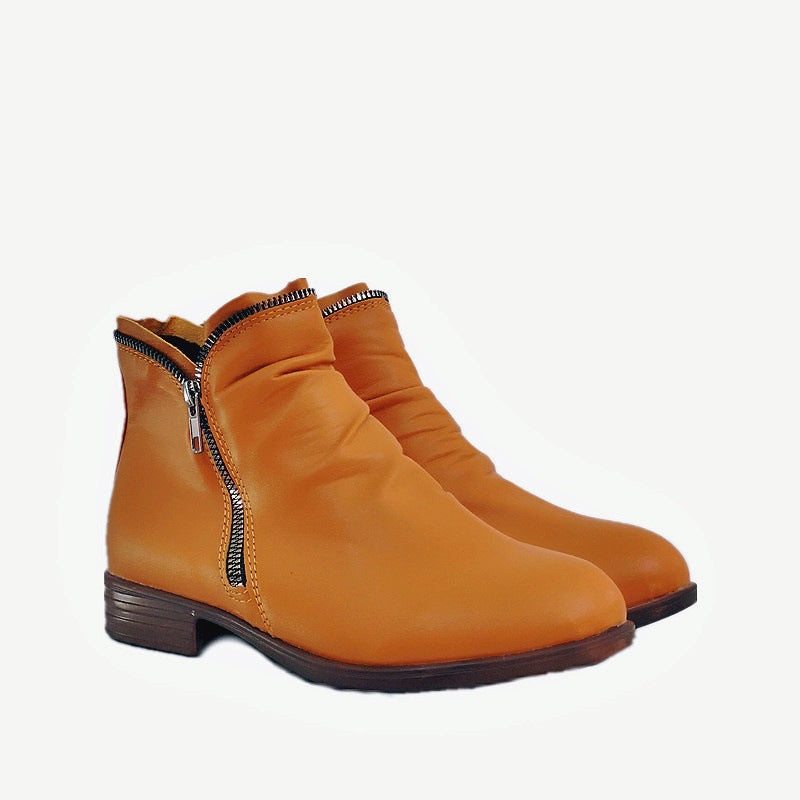 Mckenzie | Womens Combat Boots Block Heel Platform Side Zip Ankle Booties