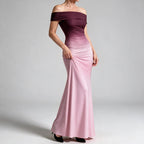 Melinda | Womens Off Shoulder Short Sleeve Gradient Bodycon Maxi Dress