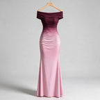 Melinda | Womens Off Shoulder Short Sleeve Gradient Bodycon Maxi Dress